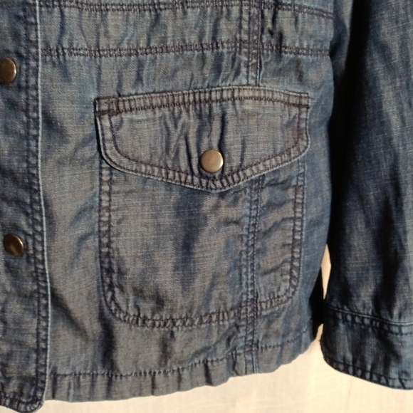 Talbots Lyocell/Cotton/Linen Lightweight Indigo Denim Anorak Jacket Small - Picture 9 of 13